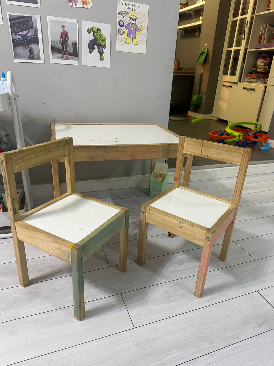 🪑 Детский комплект: деревянный стол и два стульчика (IKEA LÄTT)