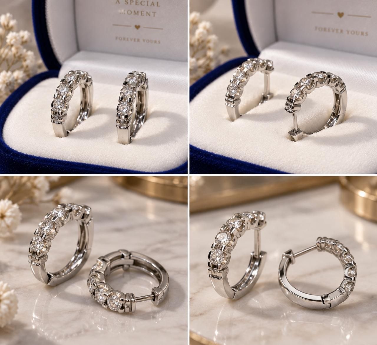 Серьги из белого золота 14K с бриллиантами