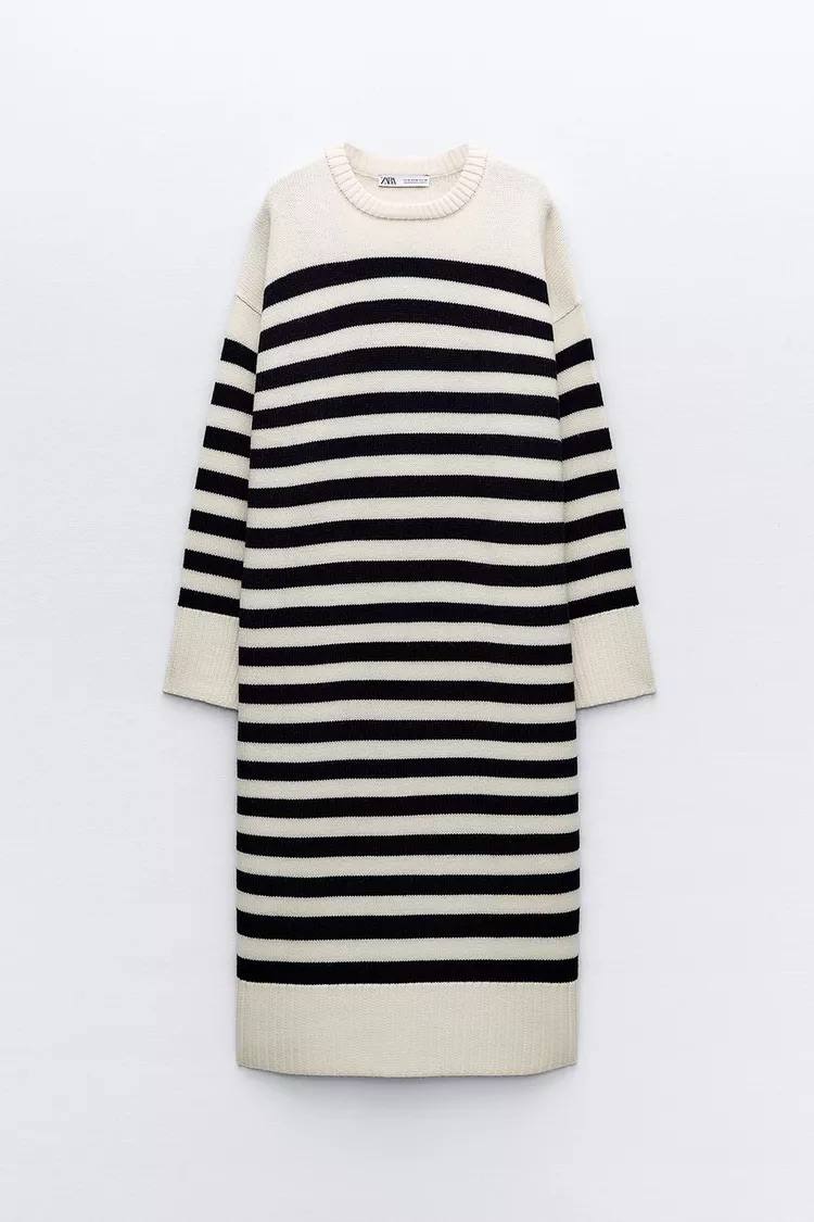 Трикотажное платье Zara в полоску