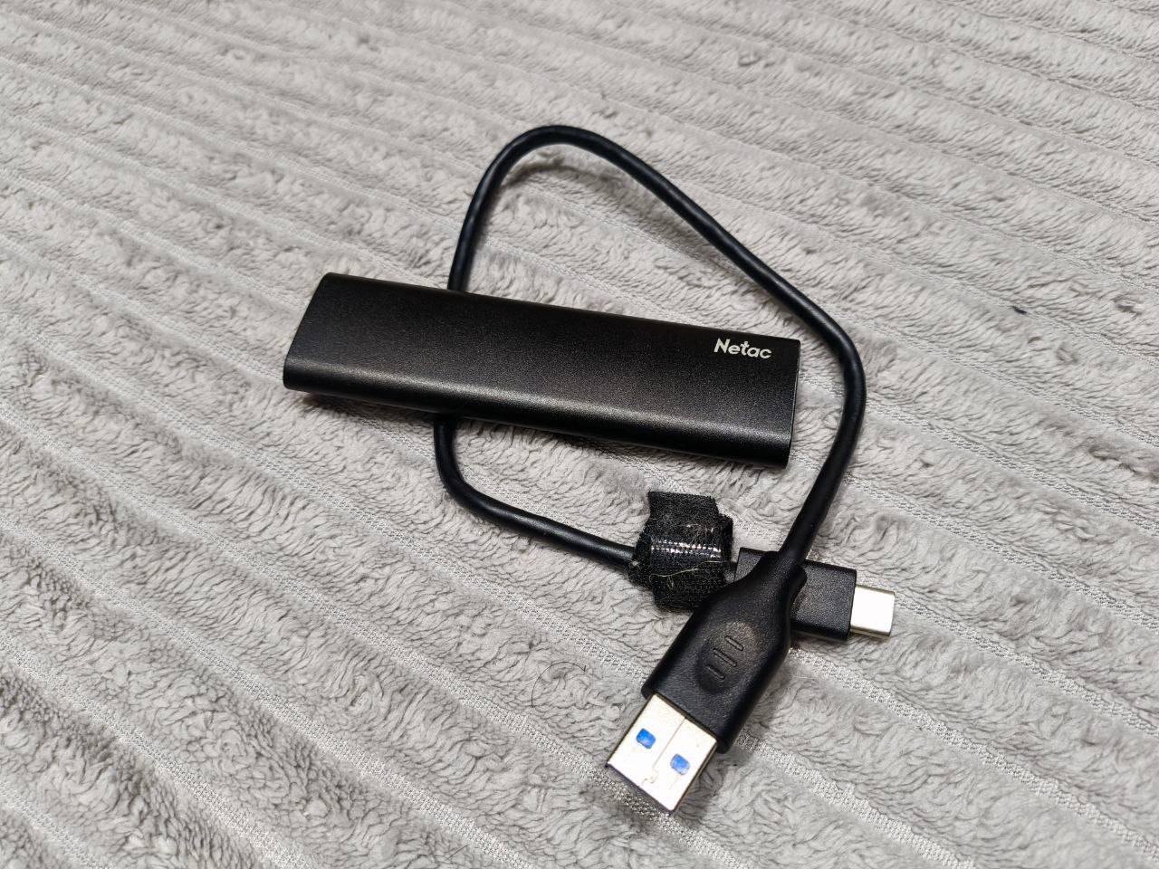 ✅ Портативный SSD диск Netac  (внешний ssd) 500 Гб. Очень компактный, алюминиевый корпус. Кабель и п