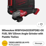 Угловая шлифмашина Milwaukee M18 FUEL CAG125XPDB с комплектом аккумуляторов (photo 6)