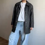 🖤 Черный кожаный плащ (photo 4)