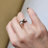 Серьги и кольцо, позолоченное серебро с жемчугом (photo 4)
