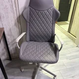 😌 Игровое кресло IKEA UTESPELARE, серое, экокожа и текстиль, на колёсиках. (photo 1)