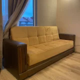диван Б/У замшевый, есть потертости. (photo 1)