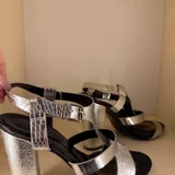 Синие с цветами винтажные туфли Stuart Weitzman, размер 39 (photo 4)