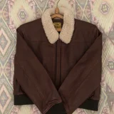 SUPERDRY кожаная утепленная куртка бомбер унисекс (photo 5)