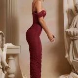 Бордовое макси платье Oh Polly (photo 3)