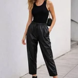 🐈‍⬛**Черные брюки из искусственной кожи Zara** (photo 1)