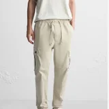 Zara - Молодежные брюки карго с эластичным поясом м карманами. Размер L. (photo 2)