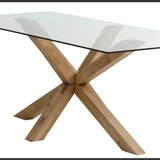 **Столовый стол AGERBY JYSK 90:160 дуб/закаленное стекло**. (photo 1)