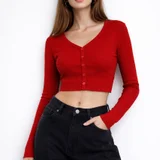 Укороченный красный кардиган (photo 1)