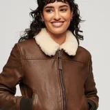 SUPERDRY кожаная утепленная куртка бомбер унисекс (photo 3)