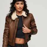 SUPERDRY кожаная утепленная куртка бомбер унисекс (photo 1)