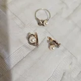 Серьги и кольцо, позолоченное серебро с жемчугом (photo 3)