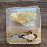 Масленка деревянная со стеклянной крышкой и ножом (photo 1)