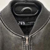 Кожаный бомбер Zara винтажный эффект S (photo 2)