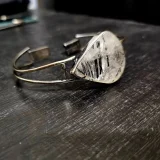 Винтажный серебряный браслет с турмалиновым кварцем — safety pin, screw (photo 1)