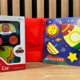 Детские игрушки: музыкальная машинка и деревянный пазл — rubber eraser, pencil box (photo 2)