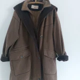 Женское пальто-куртка с капюшоном, 70% шерсть — trench coat (photo 1)
