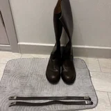 Коричневые демисезонные сапоги-трубы — cowboy boot, Loafer (photo 3)