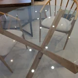 Обеденный стеклянный стол Jysk — dining table, folding chair (photo 1)
