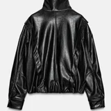 Кожаная куртка бомбер ZARA — velvet, academic gown, trench coat (photo 2)