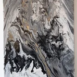 Картина в технике Флюид Арт 50x70 см — plastic bag, hen-of-the-woods (photo 1)