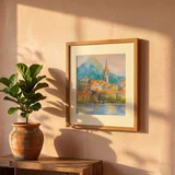 Акварель "Золотистый закат на острове Комо" — window screen, entertainment center (photo 1)