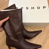 Topshop Tiggy бордовые кожаные сапоги — cowboy boot (photo 5)