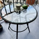 Балконный столик металл и стекло — dining table (photo 3)