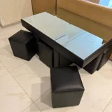 Столик с зеркалом и 6 пуфиками — desk, carton (photo 1)