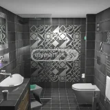 Укладка кафеля и метлаха — washbasin, shower curtain, bathtub (photo 4)