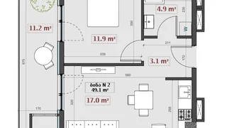2-комнатная квартира. Глдани
