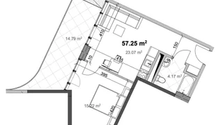 Улица Ричарда Холбрука: 2-комнатная, 57.25 м²