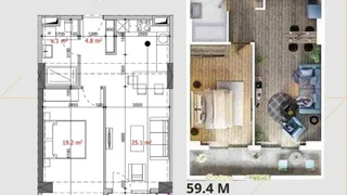 Улица Надиры Хошараули: 2-комнатная, 59,4 м²