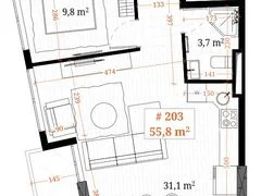 Bianca ﻿ – 2-room 55.8 м² (От застройщика)