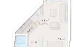 BlueSky Tower – 1-room 40.9 м² (От застройщика)