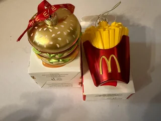 McDonalds игрушки на ёлку big mac, картошка фри