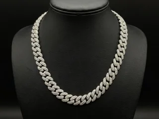 Серебряная цепь Cuban link 925 с цирконием