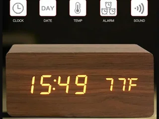 Деревянные цифровые часы с LED дисплеем и термометром
