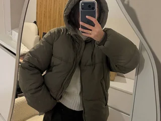 Пуховик Pull&Bear хаки размер S-M