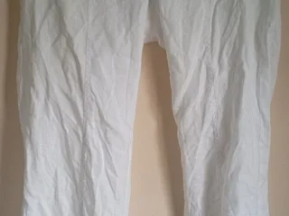 Белые хлопковые широкие штаны