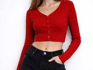 Укороченный красный кардиган