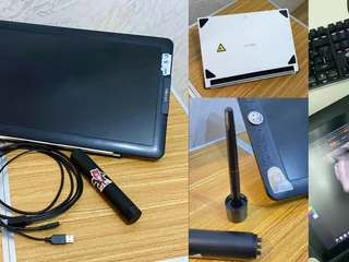 Xp-pen 15.6 pro. Графический монитор для рисования, скульптинга или ретуши фотографий. Полный набор, сменные наконечники для пера, шнур подключения, разные вилки для питания от розетки. В комплекте устойчивая металлическая подставка. В самом центре экрана потертости от использования на защитной пленке. Экран цел, всЁ работает. Наклеечки красивые