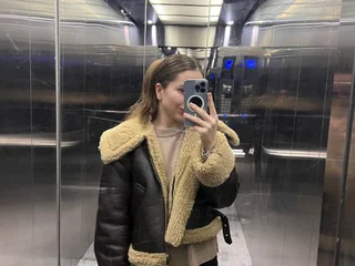 Дубленка Zara из еко кожи XS, подойдет на S