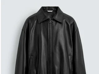 Мужской бомбер Zara из экокожи
