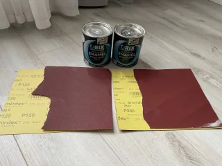 Эмаль антикоррозийная Atoll Orix Color и наждачная бумага