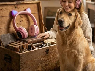 Беспроводные наушники с кошачьими ушками и LED-подсветкой
