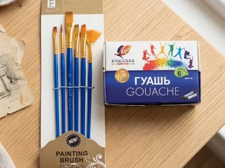 Творческий набор (гуашь 6 цветов + кисти)